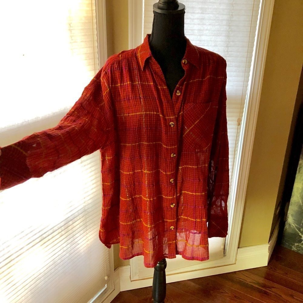 Free People checkered Blouse NWT